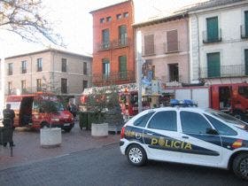 Medina del Campo: Se declara un incendio en el edificio de Caja España de la Plaza Mayor