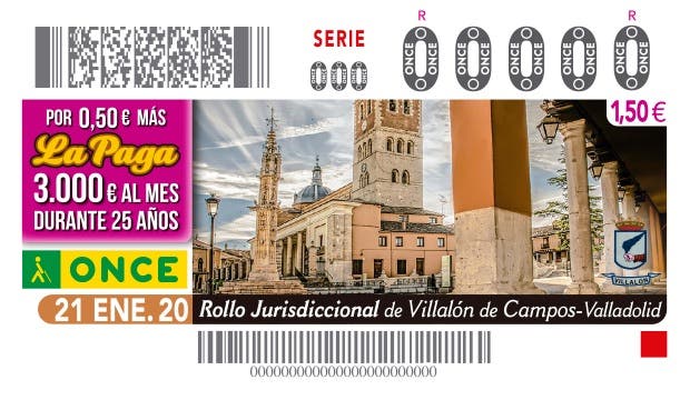 El Rollo Jurisdiccional de Villalón de Campos protagoniza  el cupón de la ONCE