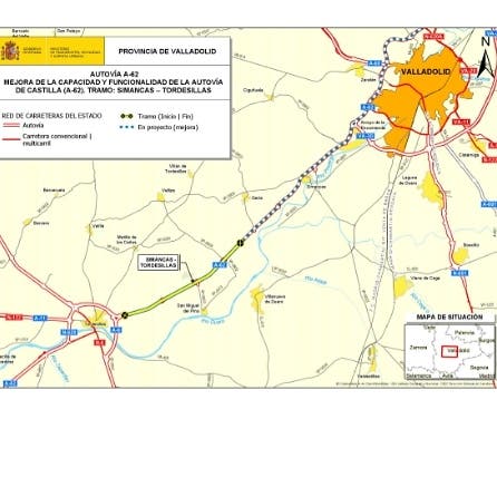 Fomento somete a información pública el proyecto de trazado de mejora de capacidad y funcionalidad de la Autovía de Castilla (A-62) en el tramo Simancas-Tordesillas