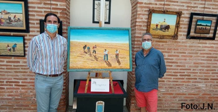 El Ayuntamiento de Medina acoge la exposición de pinturas de la siega de A. Rollán