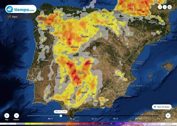 Llegan tormentas muy fuertes con granizo causadas por una DANA