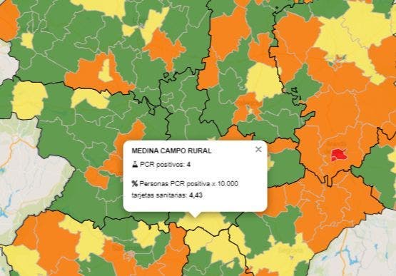 La zona básica de Medina Rural pasa a nivel amarillo con 4 positivos en la última semana y en Medina suben los casos activos