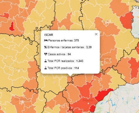 La cifra de casos activos por coronavirus se eleva en Íscar a 94, Medina del Campo se mantiene con 10