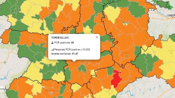 La zona básica de salud de Tordesillas cuenta con 49 positivos en la última semana