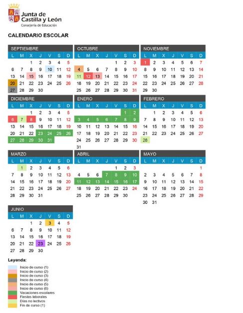 Calendario escolar para el próximo curso