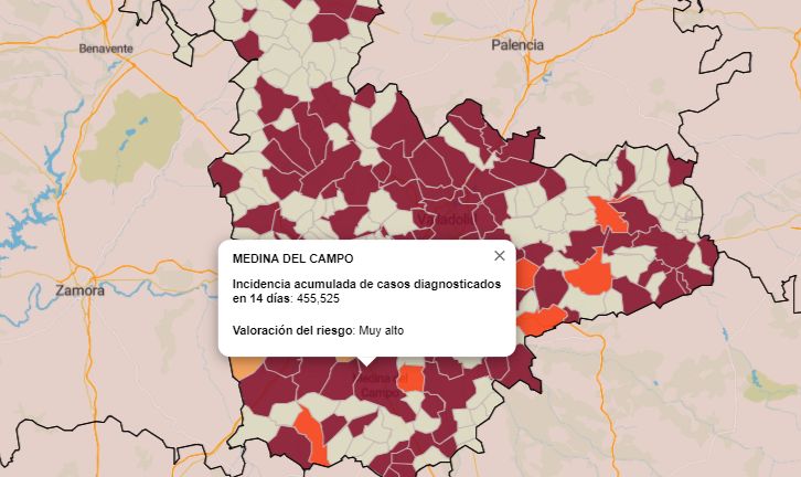 Medina del Campo mantiene los 51 positivos semanales, pero sigue subiendo la incidencia acumulada