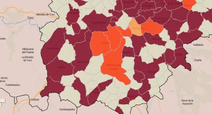 Datos preocupantes en 20 pueblos de la Comarca de Medina por riesgo «Muy Alto»