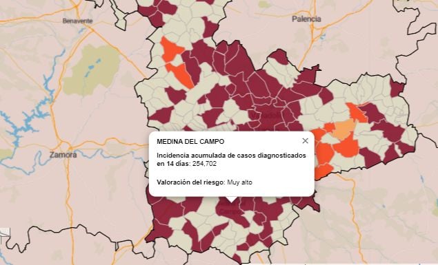 Los últimos PCR positivos elevan la incidencia en Medina del Campo a nivel de riesgo «Muy Alto»