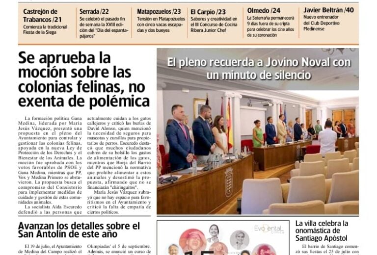 Ya puede leer y descargar gratis el semanario de La Voz de Medina y Comarca de esta semana 27 de julio de 2024